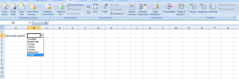 How to add the drop down list in a Excel cell