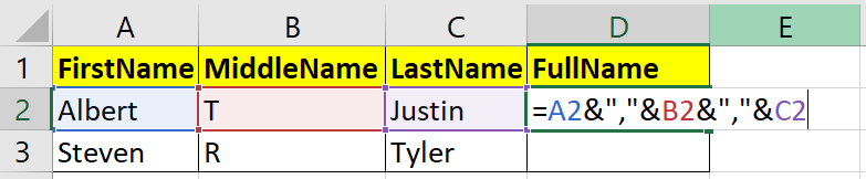 concatenate string values with comma using ampersand operator