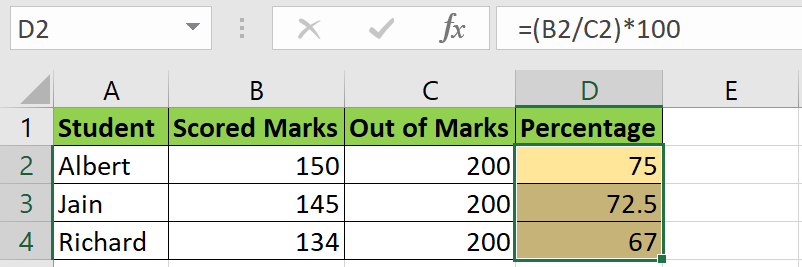 Percentage Formula In Excel With Examples