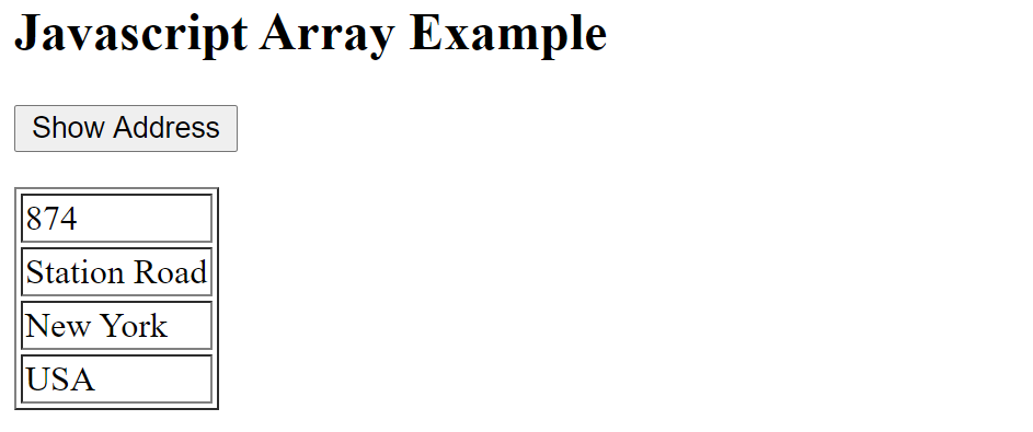 Display array elements in HTML