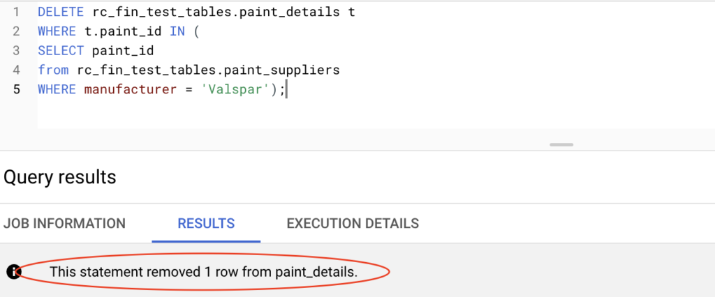 Delete statement with sub query in BigQuery